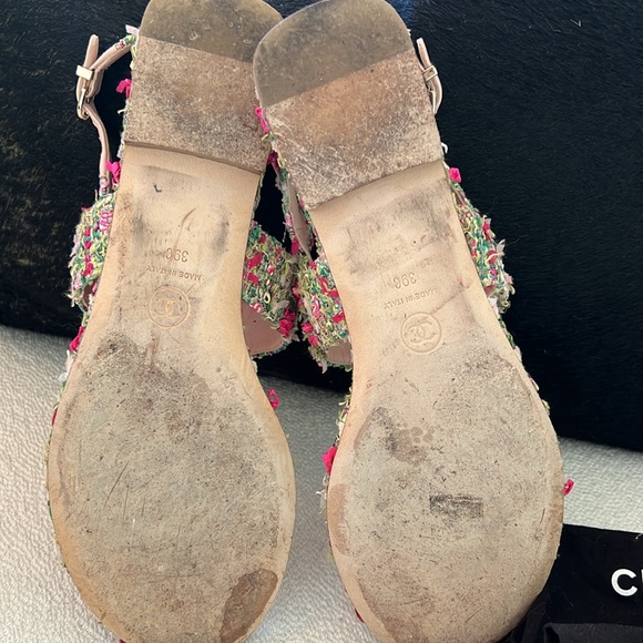 Chanel Tweed Sandals sz 39 - Picture 5 of 6